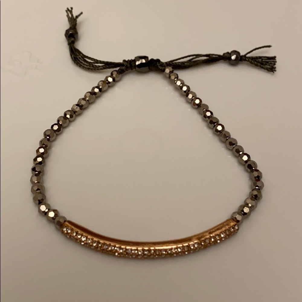 Bead and gold bar bracelet.